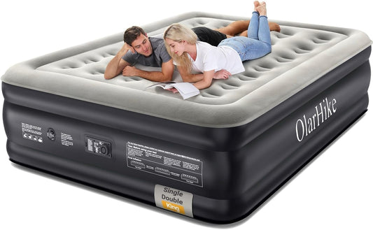 OlarHike King Size Inflatable Air Mattress with Built-in Pump – Self-Inflating Blow Up Bed for Home & Camping, 203x152x46cm (Black)