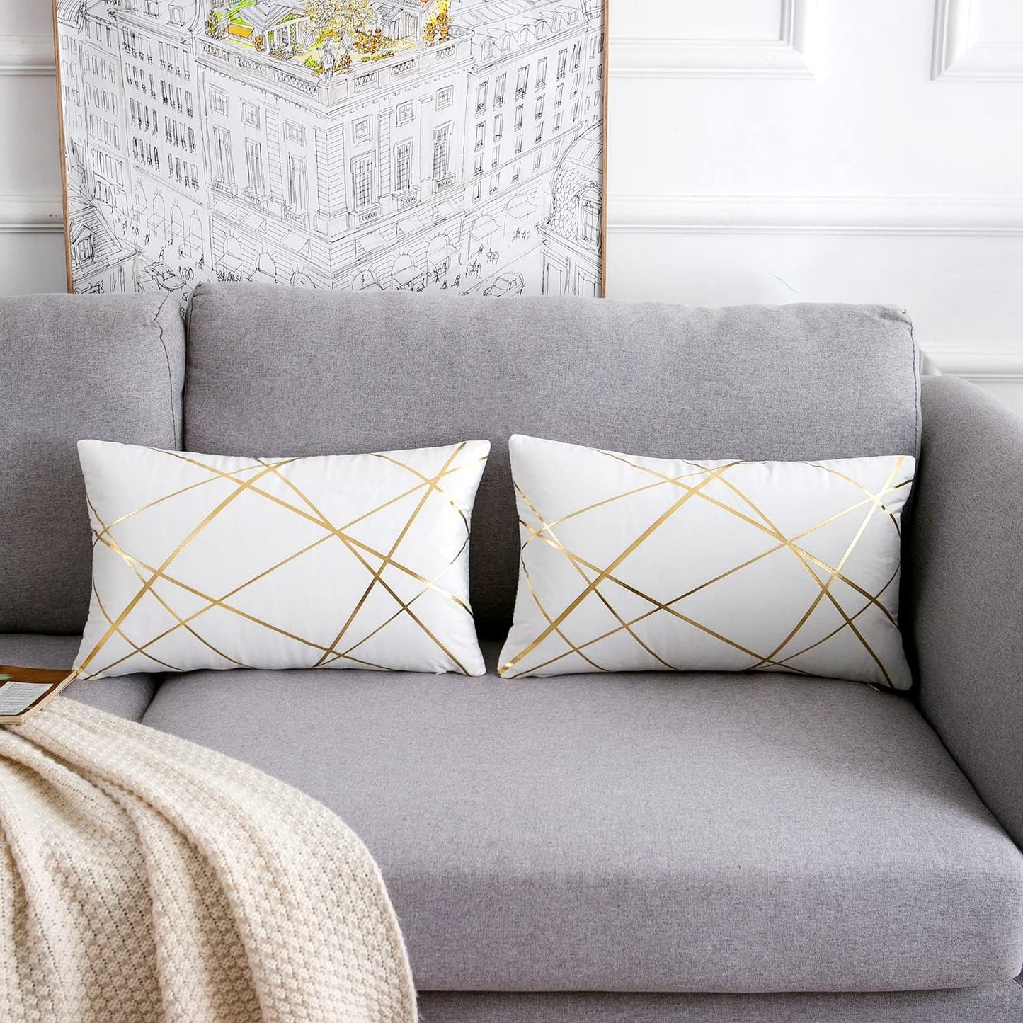 Velvet Cushion Covers 30 x 50 cm Gilded Throw Pillow Covers