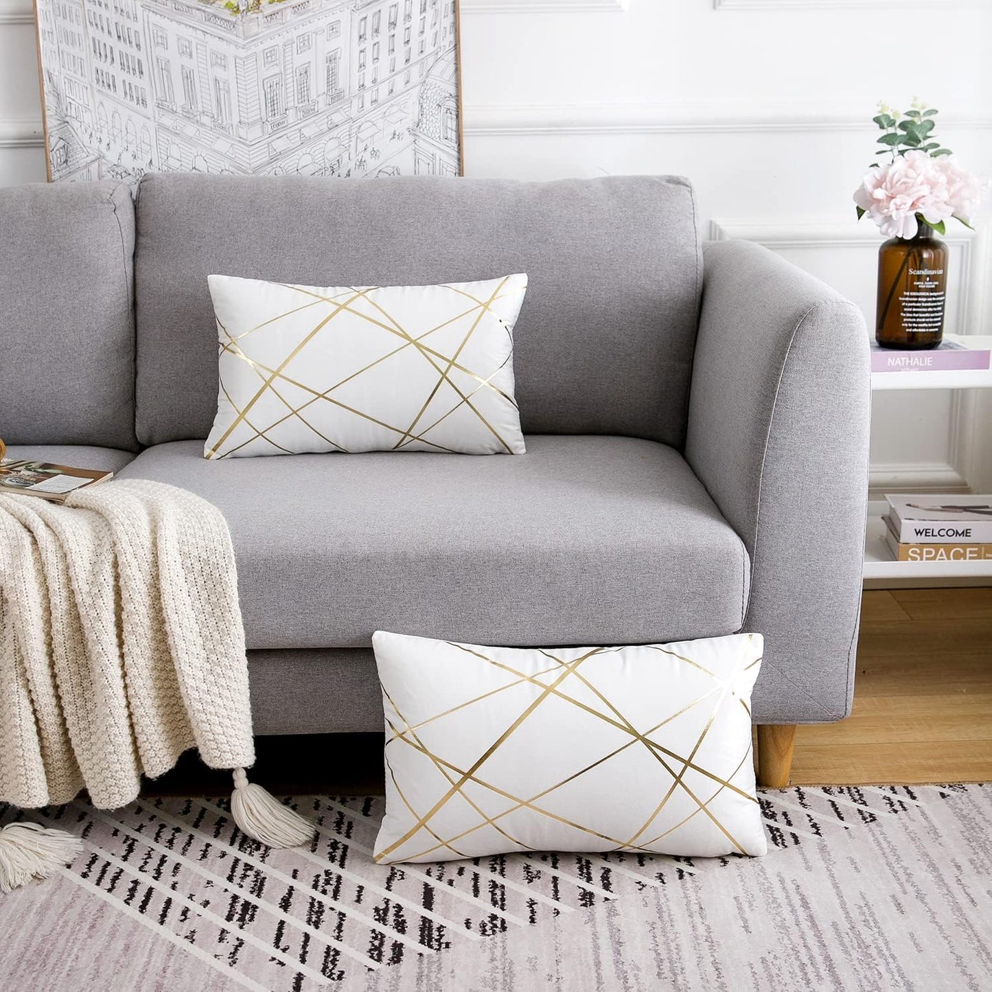 Velvet Cushion Covers 30 x 50 cm Gilded Throw Pillow Covers